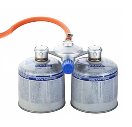 Gasflaschenadapter für TouristenGasgrills Anschluss von zwei Mehrweg-Gasflaschen